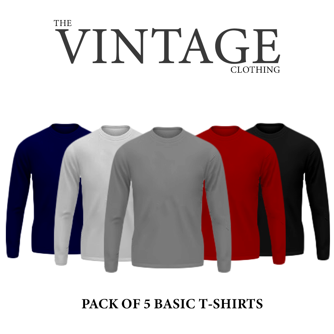 Pack of 5 round neck Full sleeves T-shirts