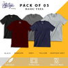 Pack of 5 round neck half sleeves T-shirts