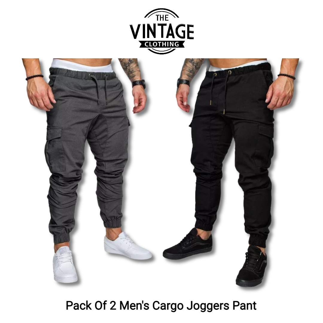Pack of 2 Men's Cargo Joggers Pant (TERRY)