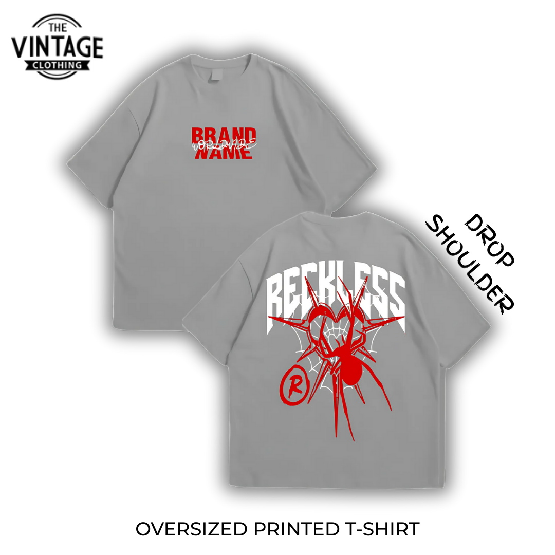 Reckless Oversized Dropshoulder Tee - DTF Printed Tshirt for Men and Women