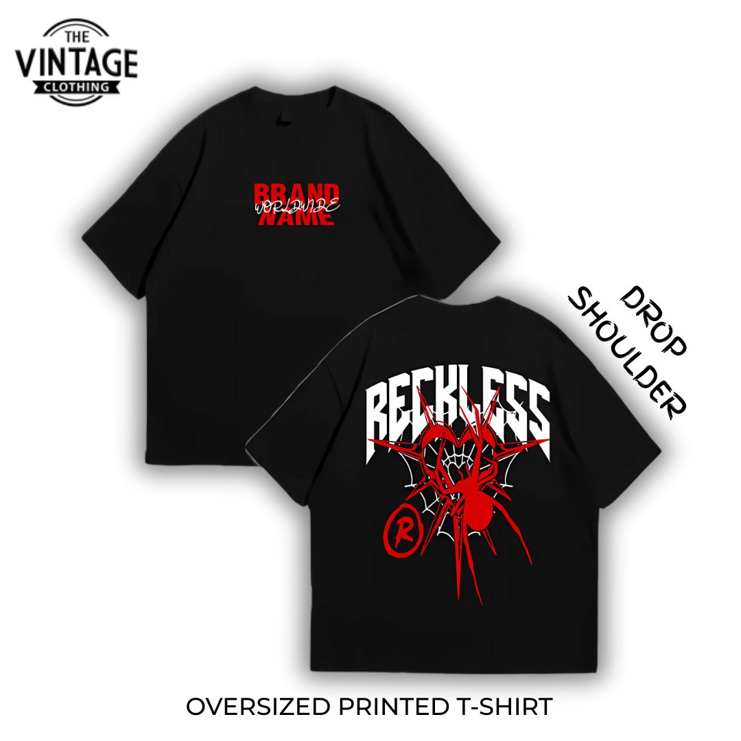Reckless Oversized Dropshoulder Tee - DTF Printed Tshirt for Men and Women