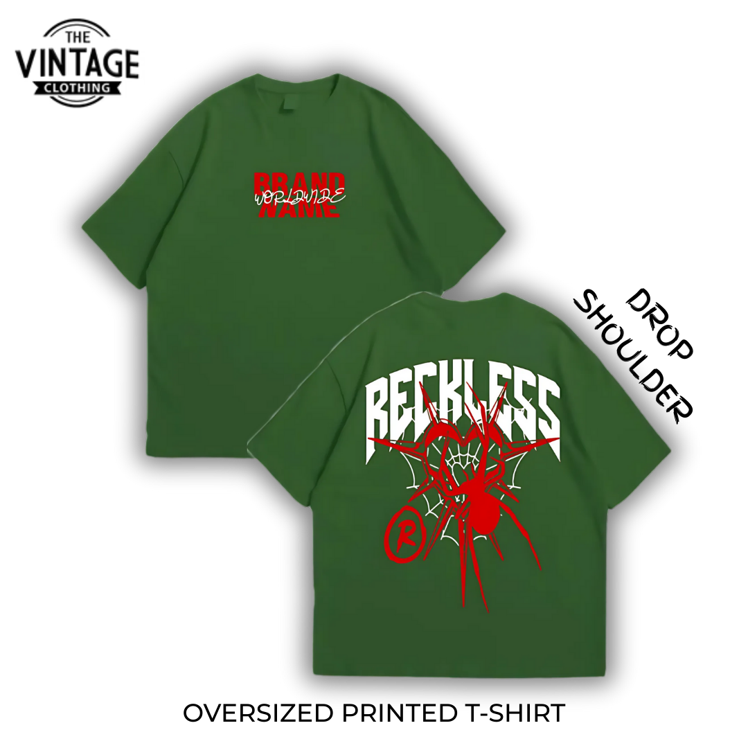Reckless Oversized Dropshoulder Tee - DTF Printed Tshirt for Men and Women