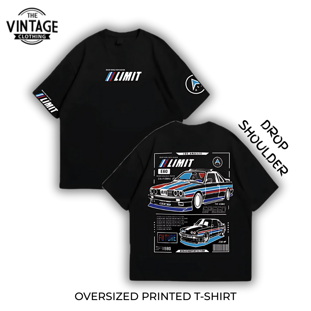 Limit Oversized Dropshoulder Tee - DTF Printed Tshirt for Men and Women
