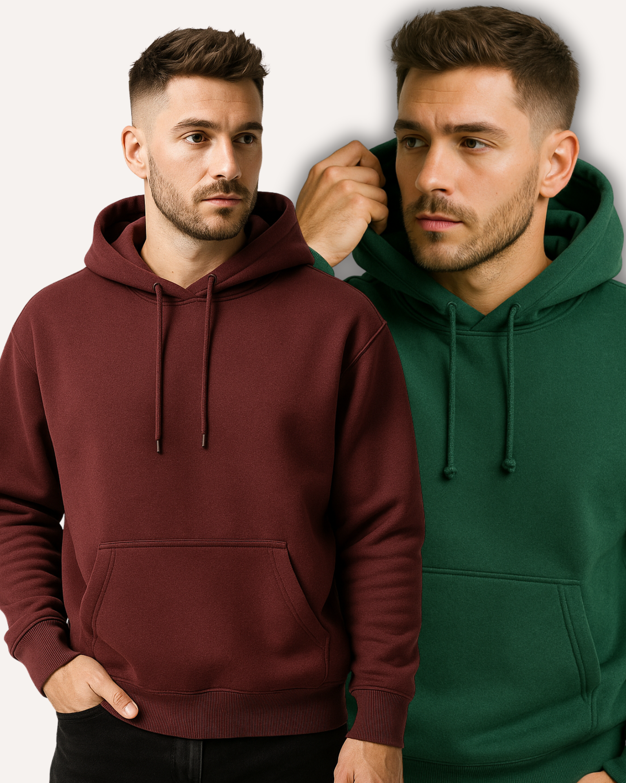 Pack of 2 Basic Maroon & Green Hoodies