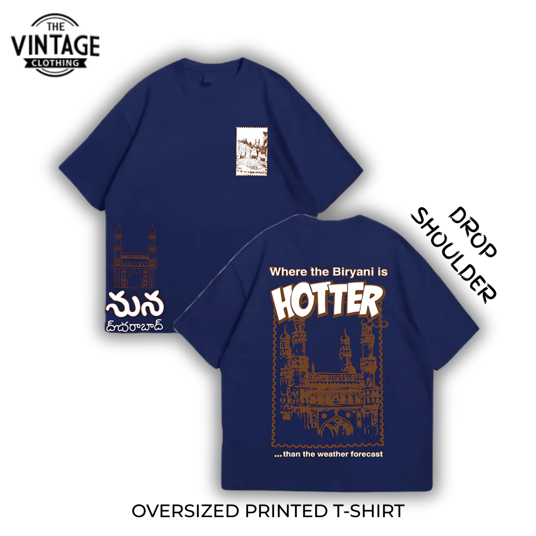 Where The Biryani is Hotter Oversized Dropshoulder Tee - DTF Printed Tshirt For Men and Women