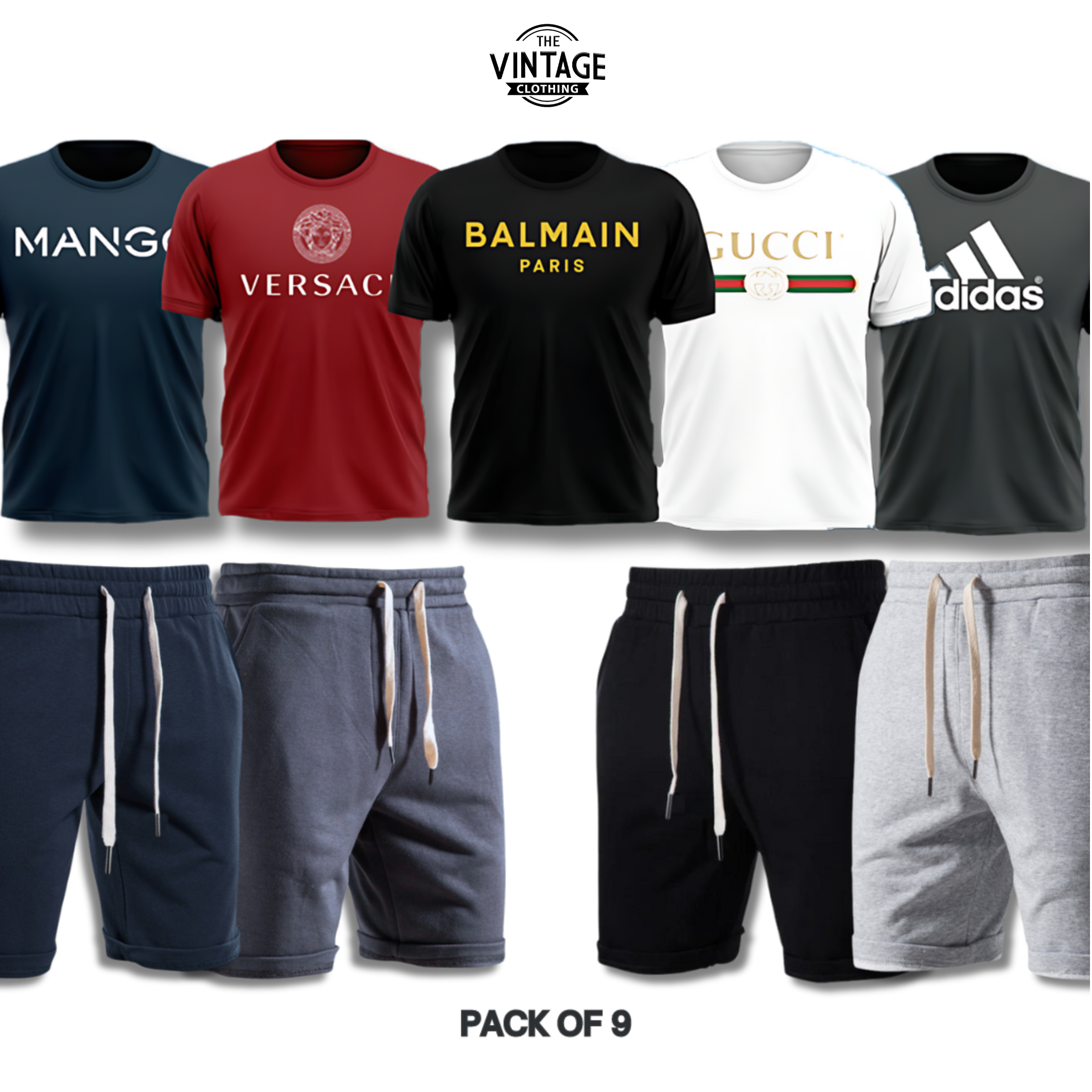 Pack of 9 Deal (5 Printed T-shirts & 4 Shorts)