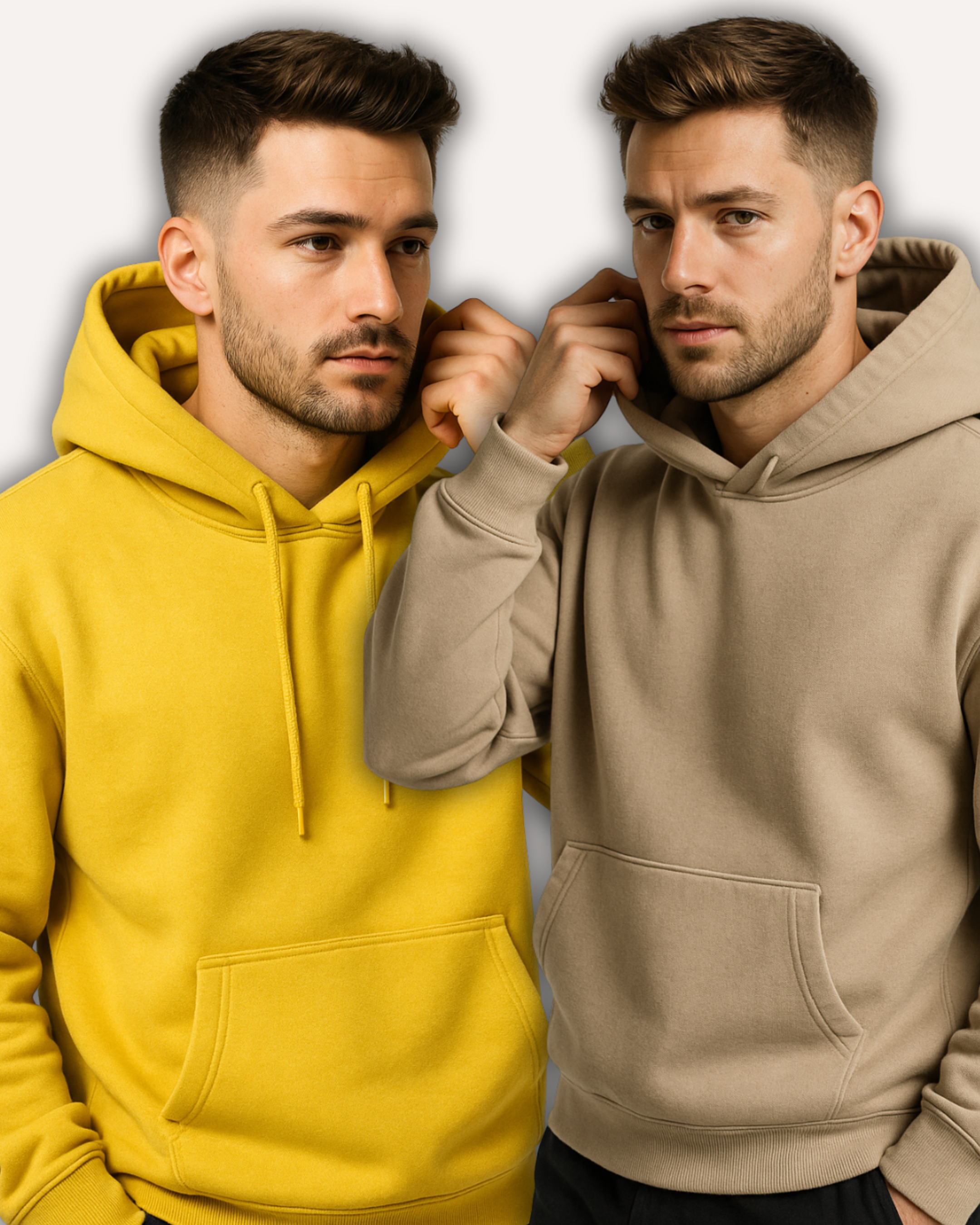 Pack of 2 Basic Yellow & Beige Hoodies