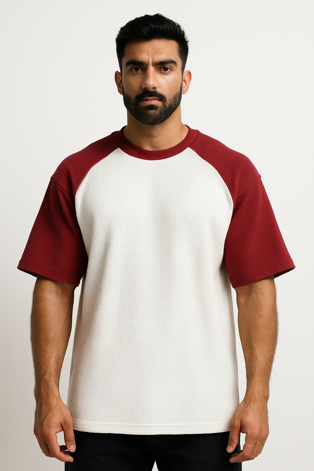 Pack of 2 - Oversized Raglan Waffle Knit T-Shirt