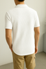 Waffle Knit Zipper Polo T-Shirt - White