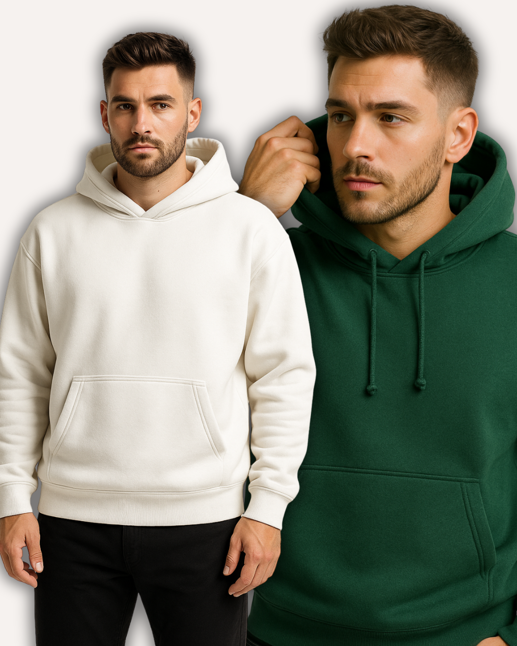 Pack of 2 Basic White & Green Hoodies