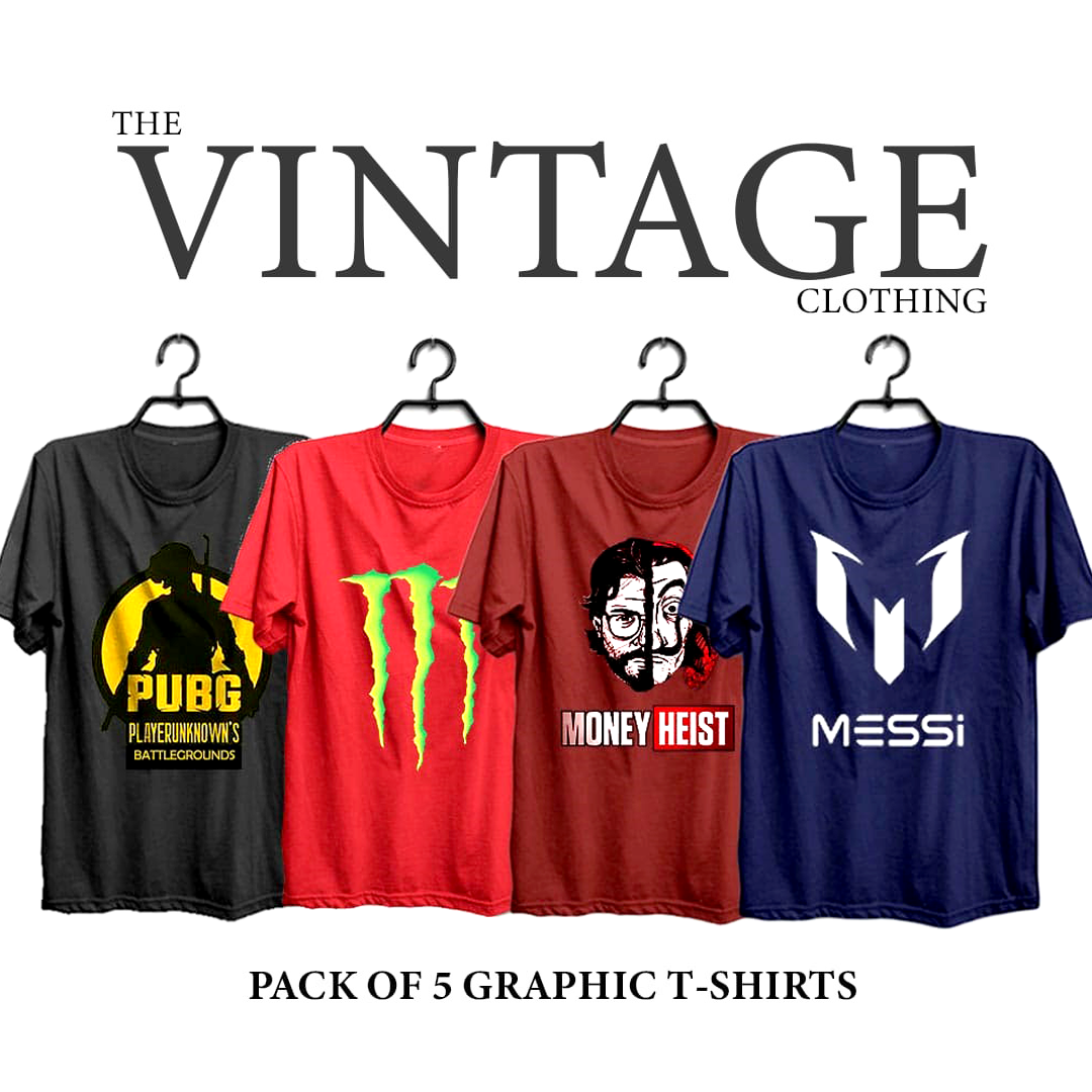 Pack of 4 Printed T-Shirt